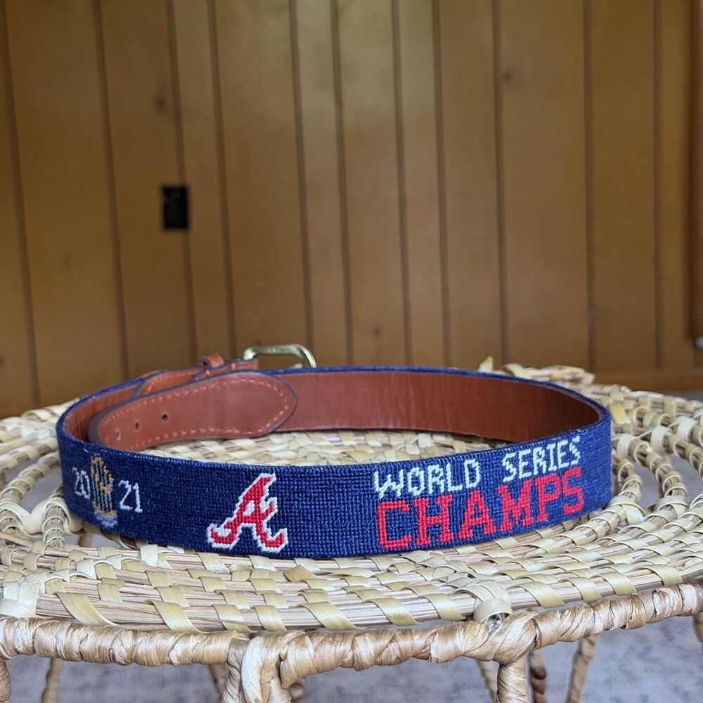 Atlanta Braves 2021 World Series Needlepoint Belt by Smathers & Branson 32
